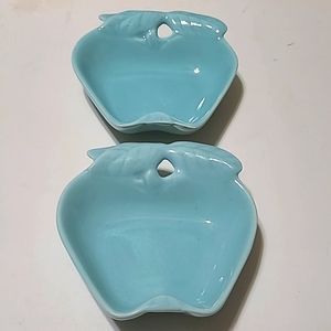 BELMAR OF California, pr Apple Dishes, Mid Century, Turquoise 739 USA